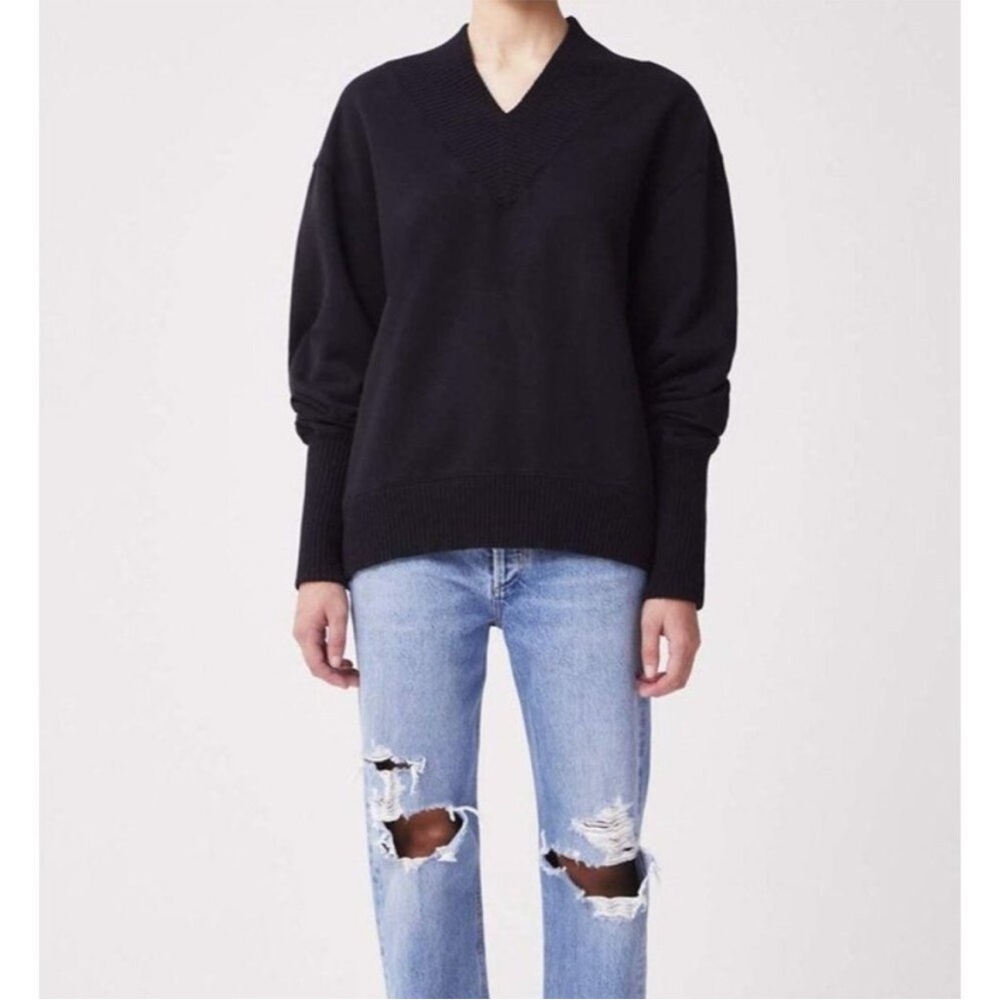 AGOLDE • klara extended V neck sweatshirt in black sz S